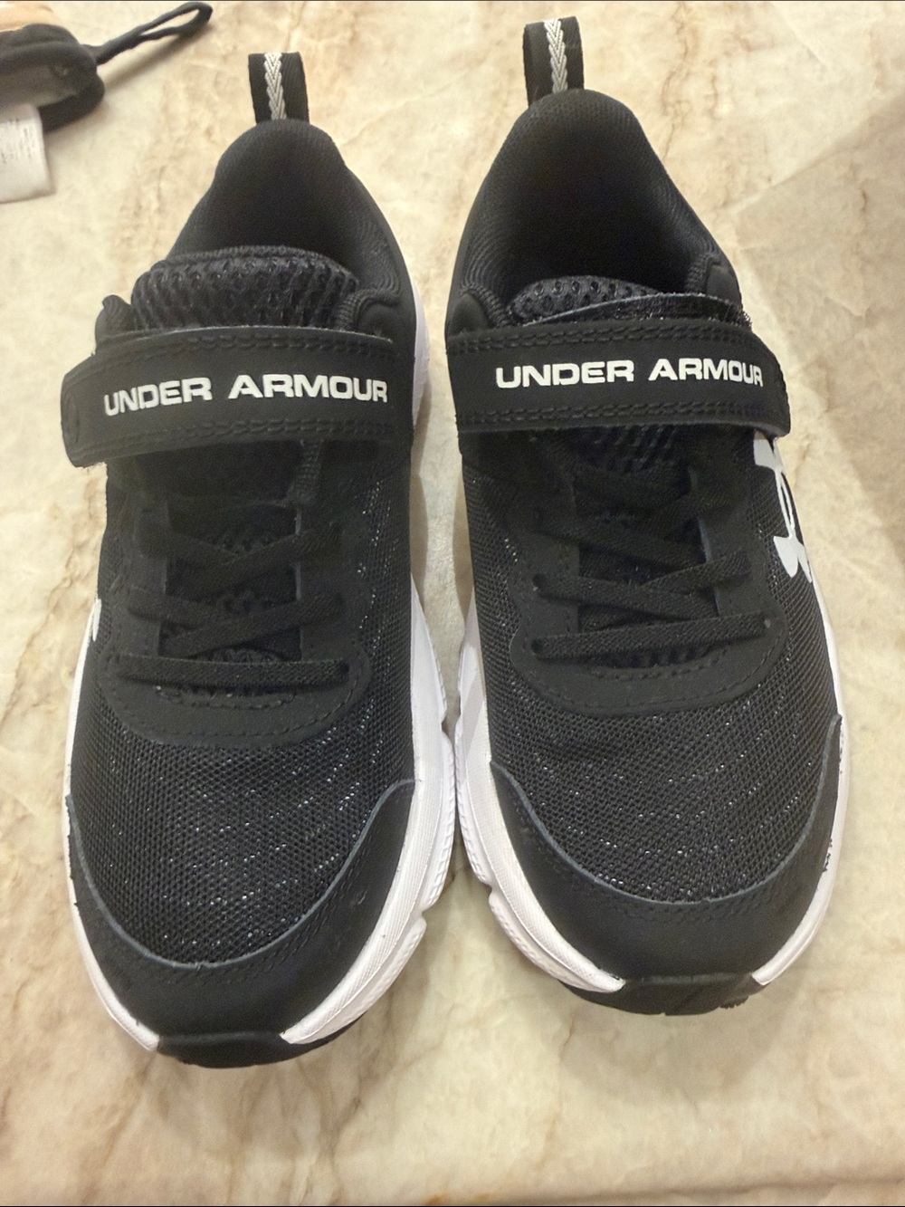 Under Armour Black and White Kids' Velcro Athletic Sneakers